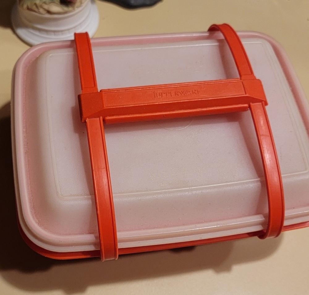 Vintage Tupperware Orange Pack N Go lunch set. 1970's